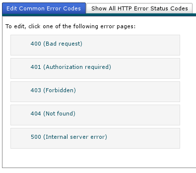 Cpanel choose error page to edit